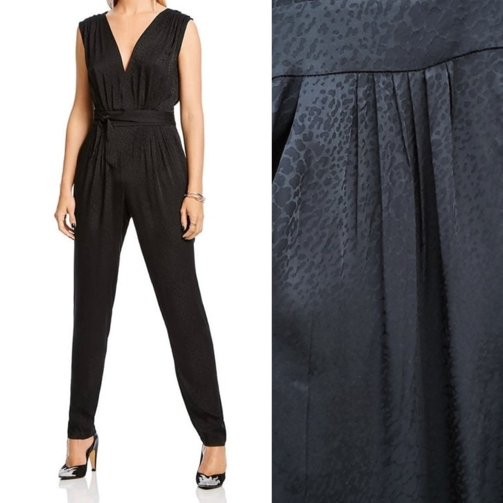 LINI Fiona Jumpsuit Black Leopard Animal Print Jacquard Sleeveless Old Money 2